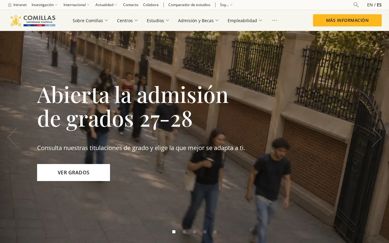 Universidad Pontificia Comillas homepage screenshot