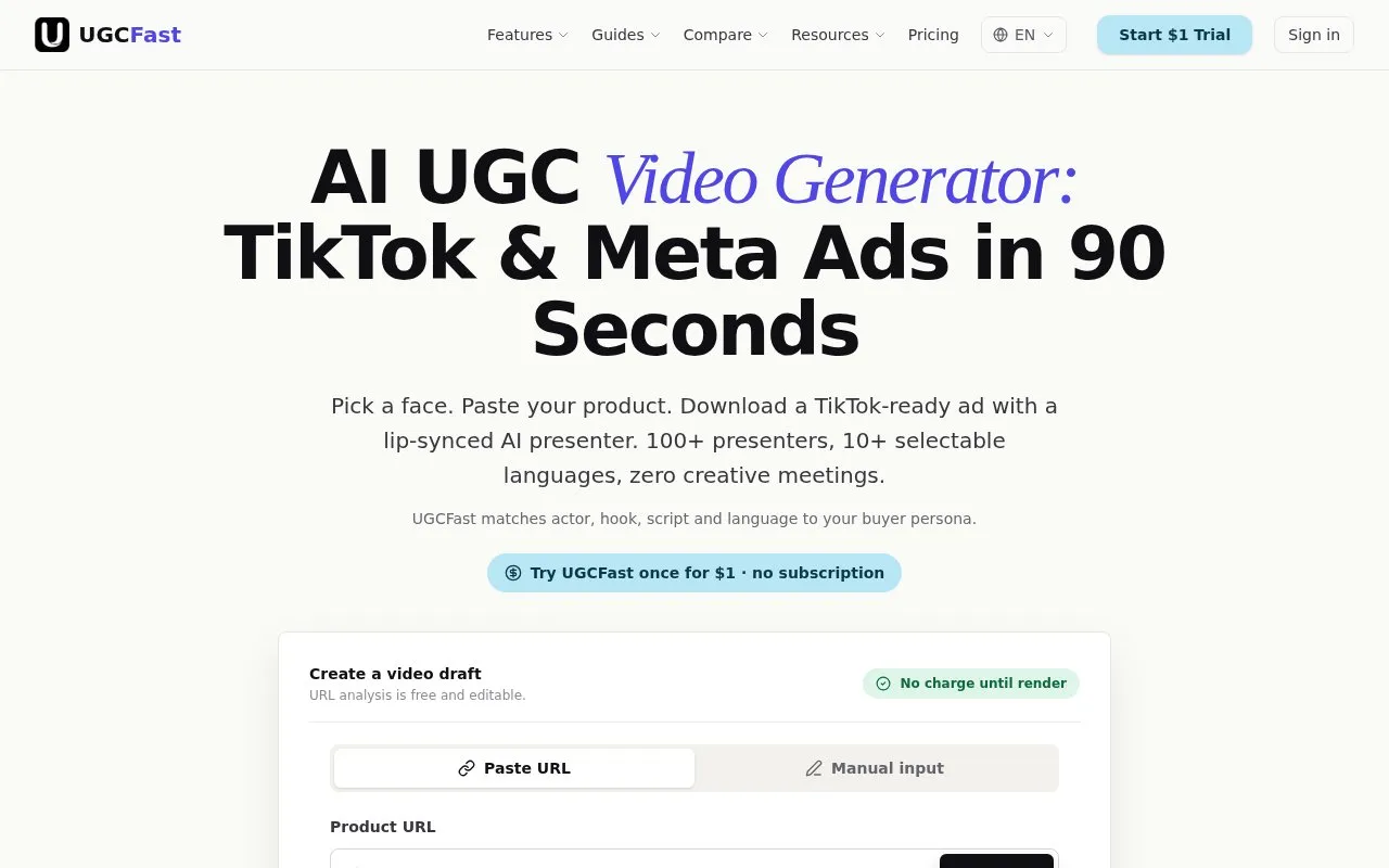 UGCFast homepage screenshot