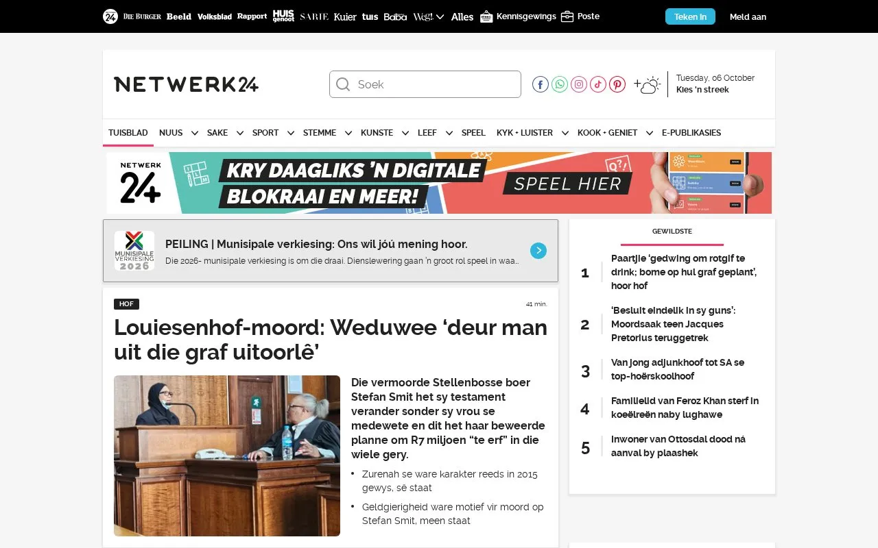 Netwerk24 homepage screenshot