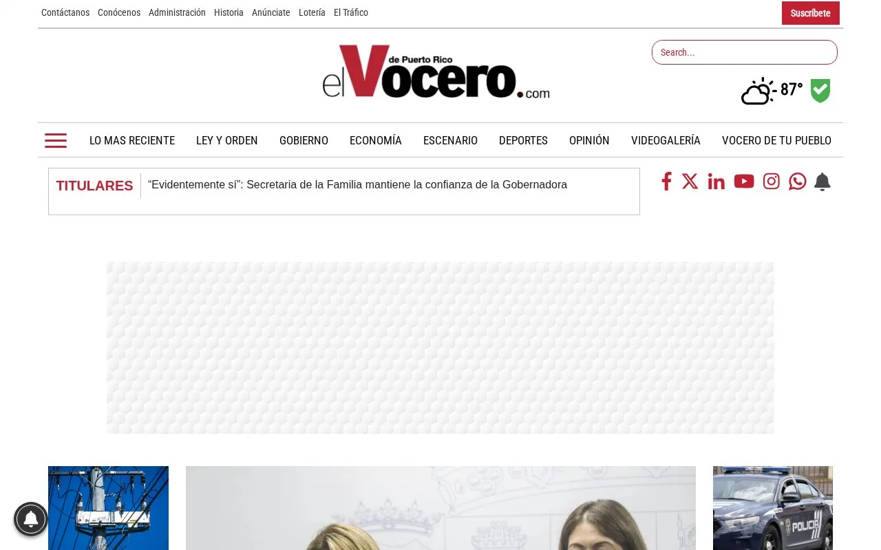 El Vocero homepage screenshot