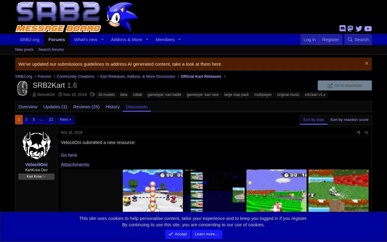 SRB2Kart homepage screenshot