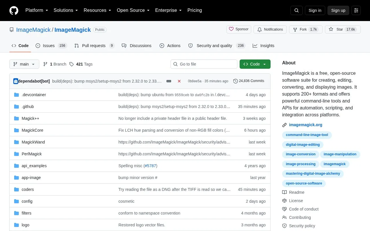Imagemagick homepage screenshot