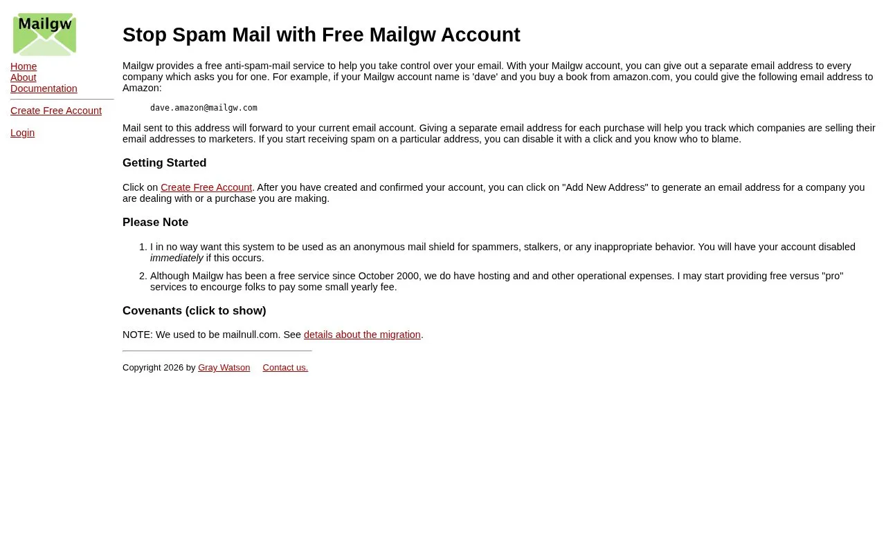 Mailgw homepage screenshot