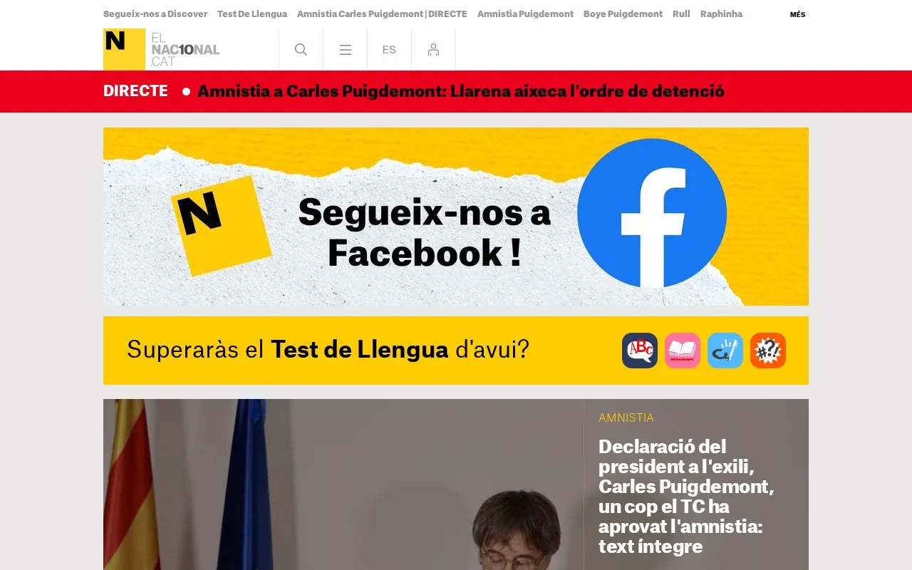 El Nacional homepage screenshot