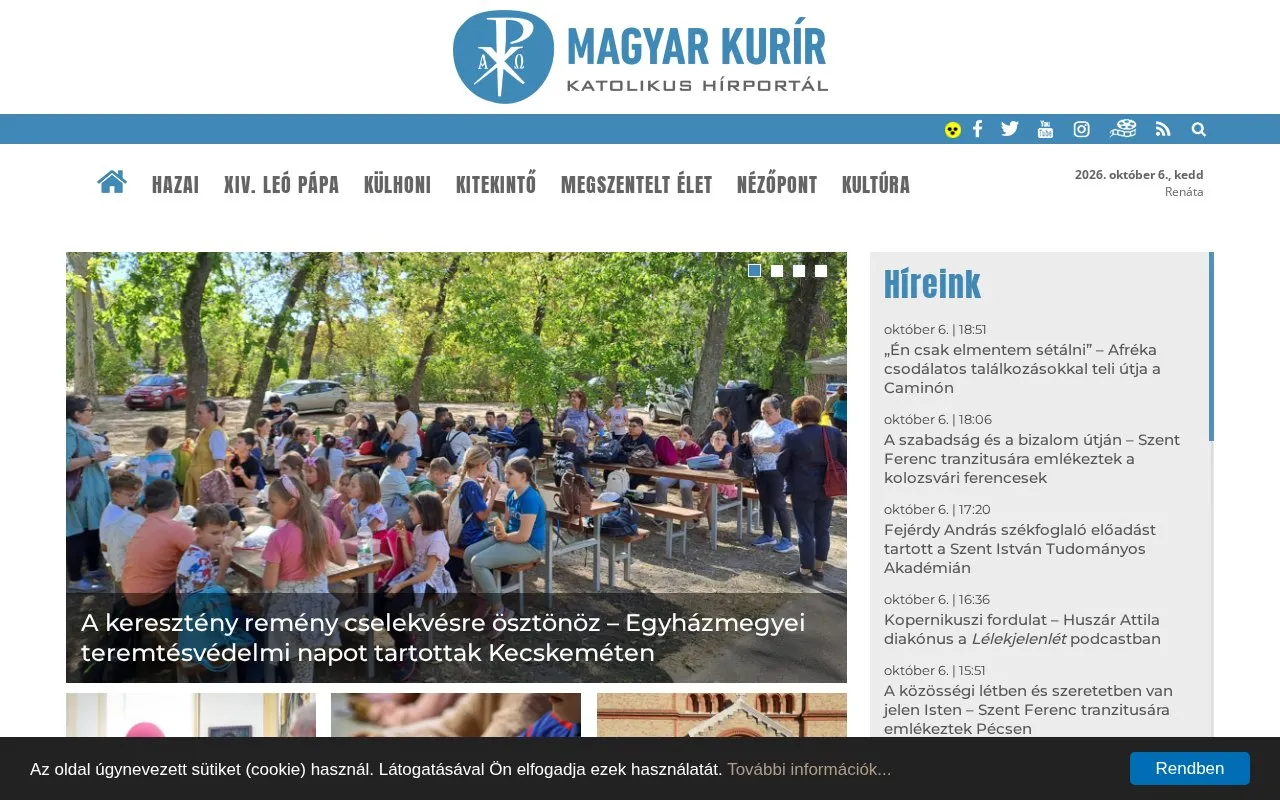Magyar Kurír homepage screenshot