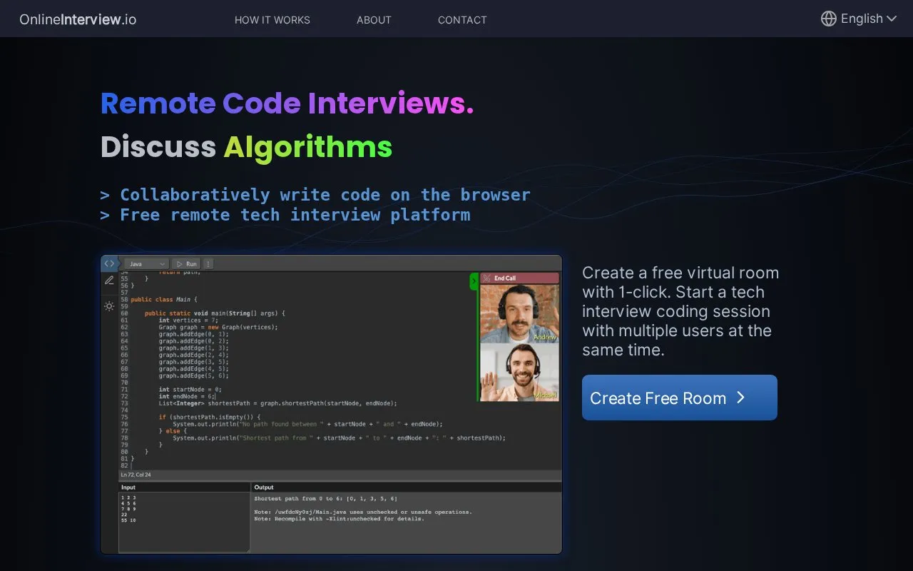 OnlineInterview.io homepage screenshot