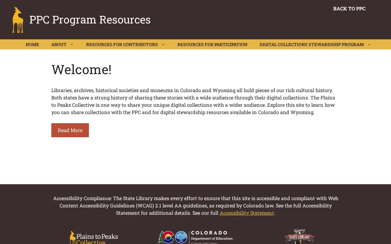 Plains to Peaks Collective homepage screenshot