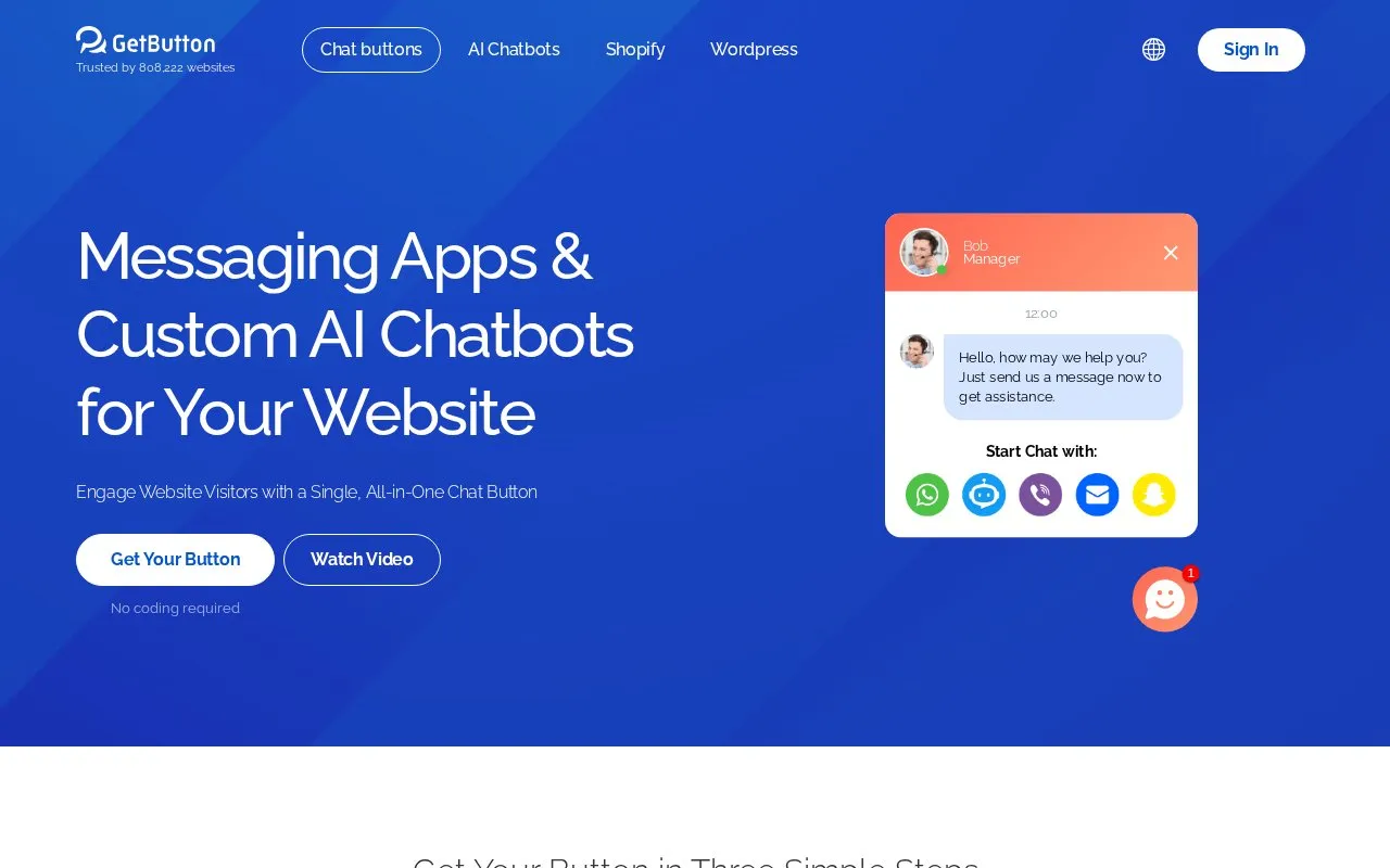 GetButton homepage screenshot