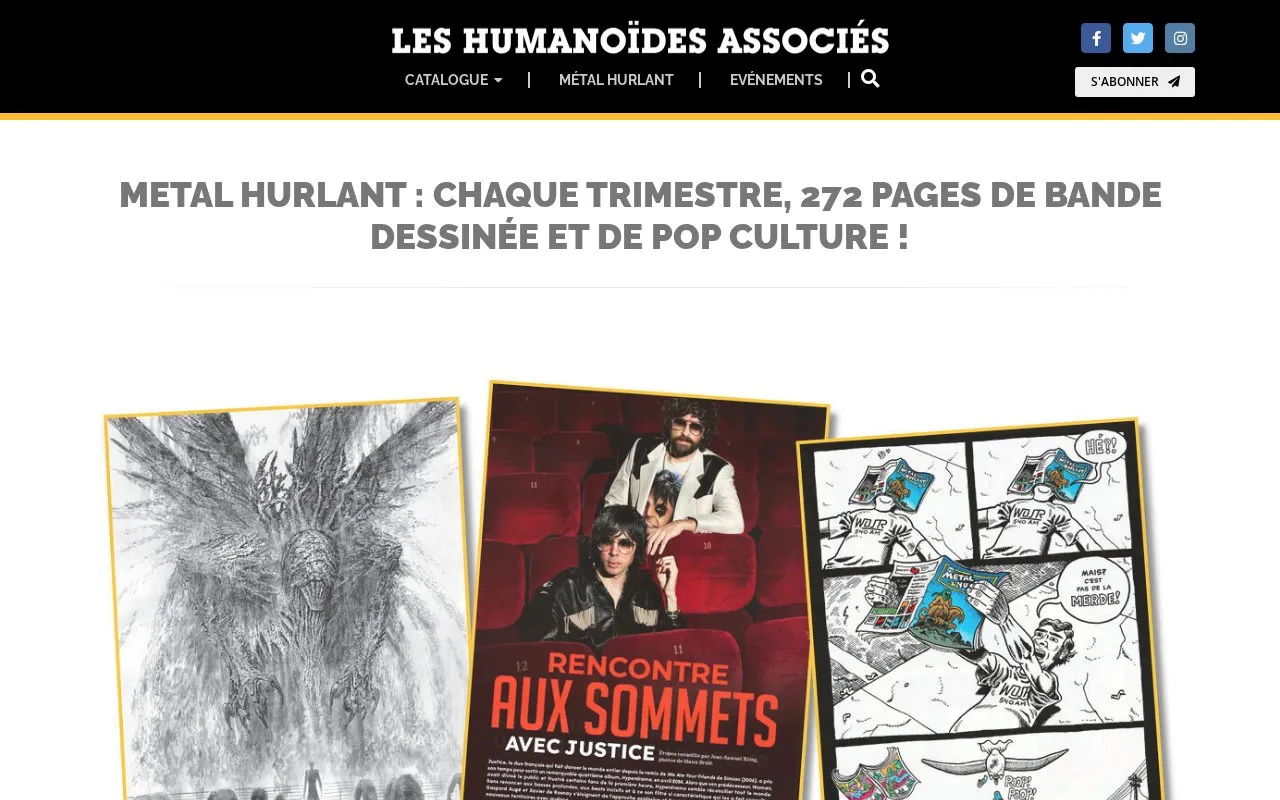Métal hurlant homepage screenshot