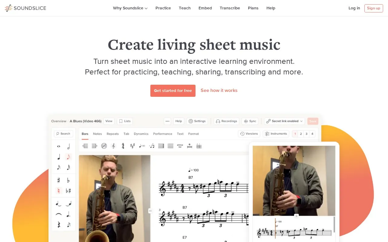 Sound Slice homepage screenshot