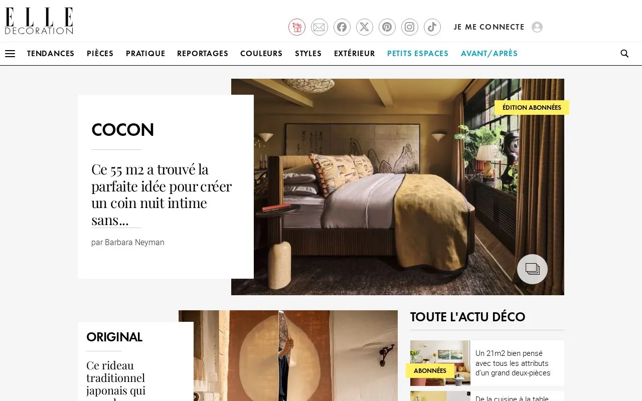 Elle Decoration homepage screenshot