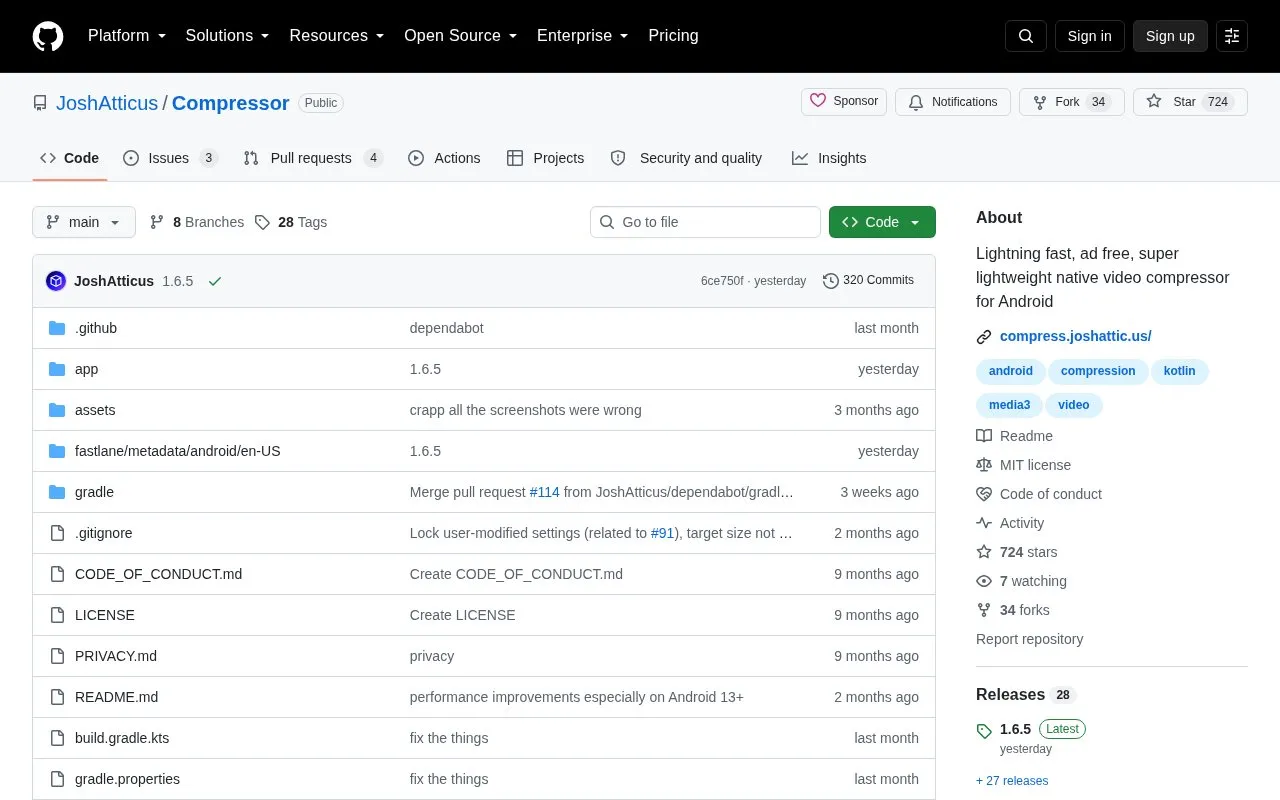 Compressor homepage screenshot