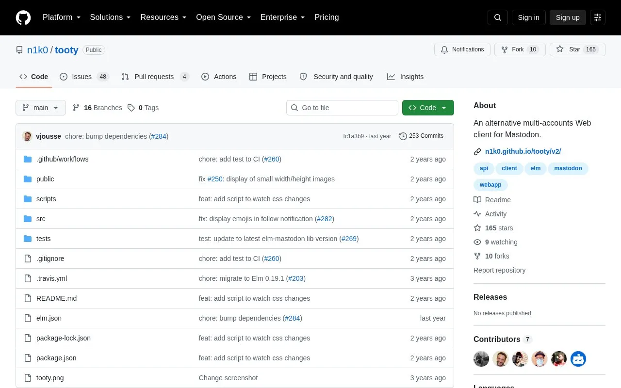 Tooty homepage screenshot