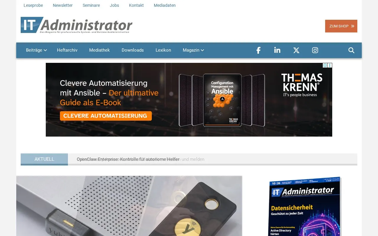 IT-Administrator homepage screenshot