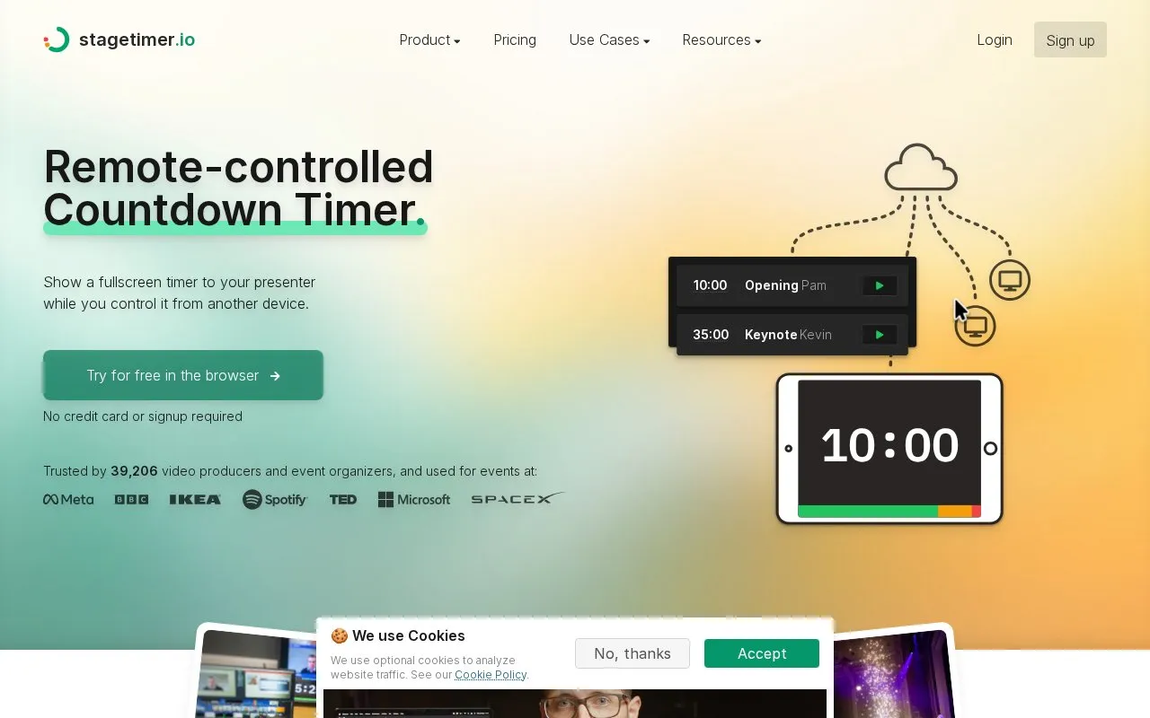 StageTimer homepage screenshot