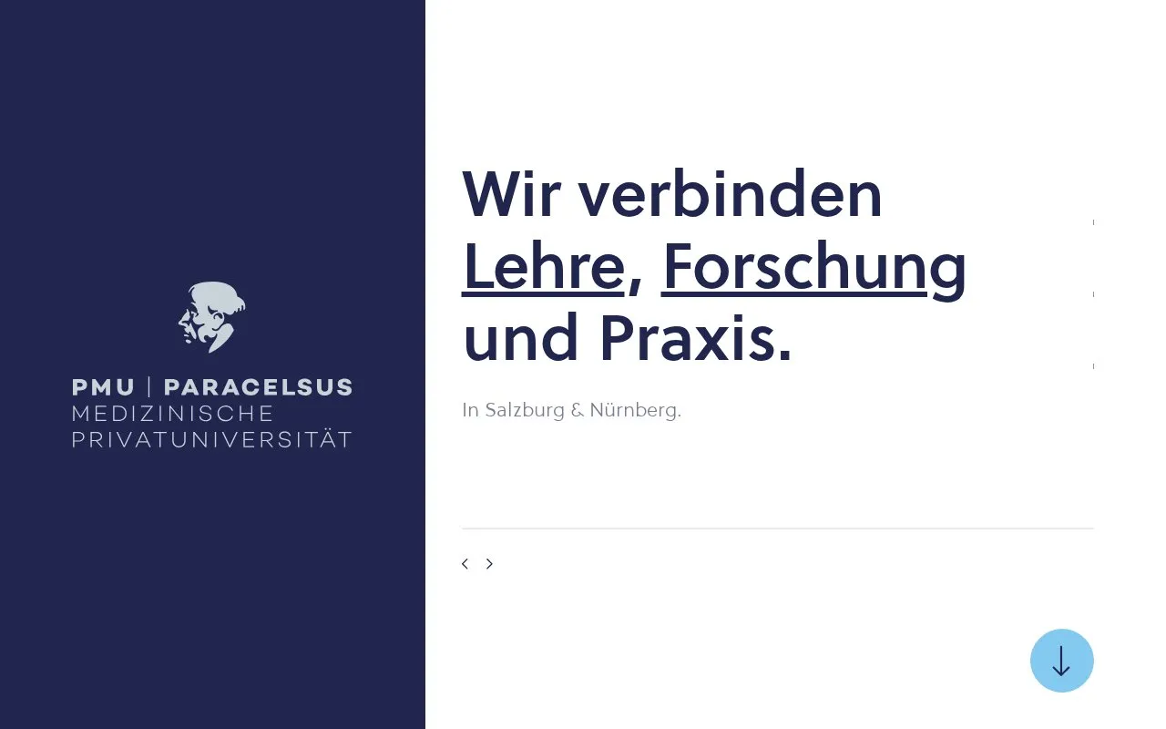 Paracelsus Medizinische Privatuniversitat homepage screenshot