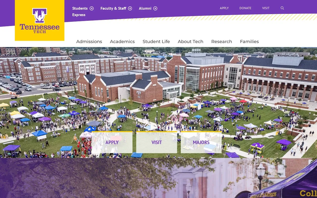 Tennessee Technological University homepage screenshot