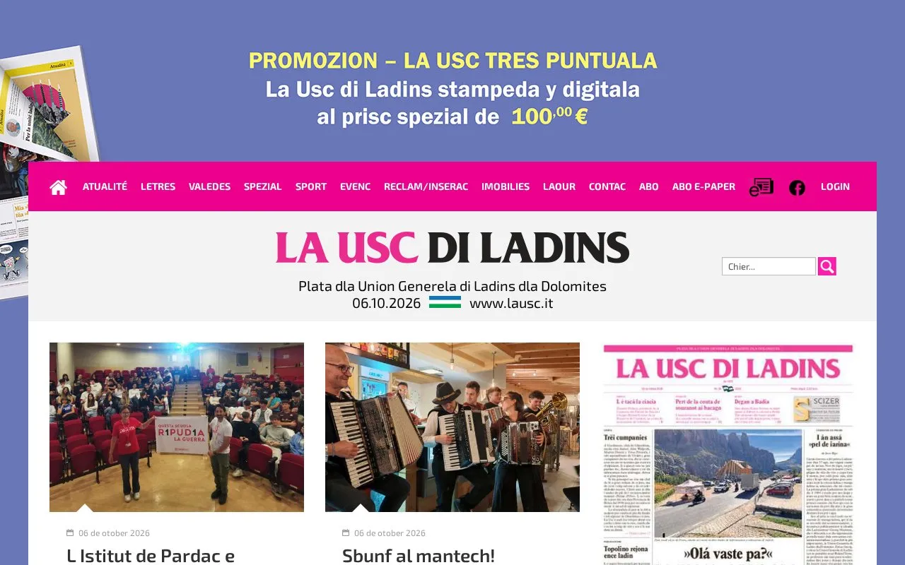 La Usc di Ladins homepage screenshot