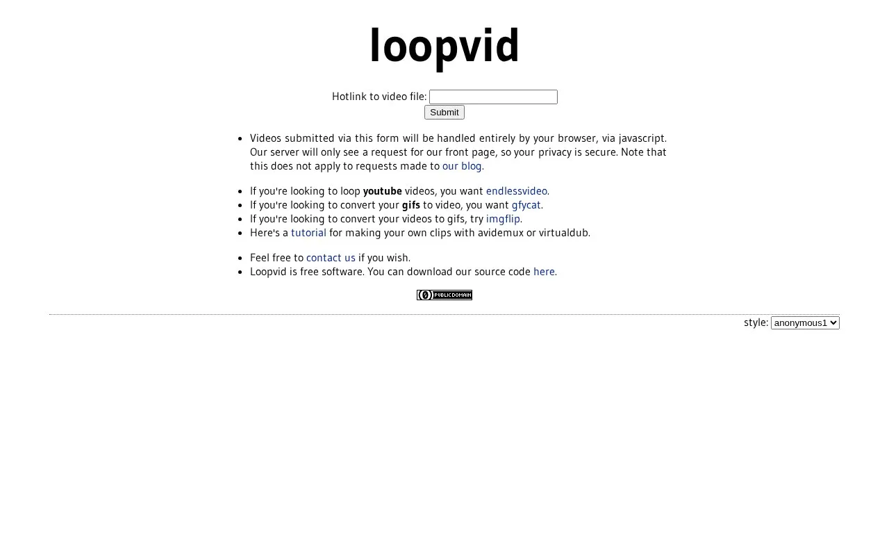 LoopVid homepage screenshot