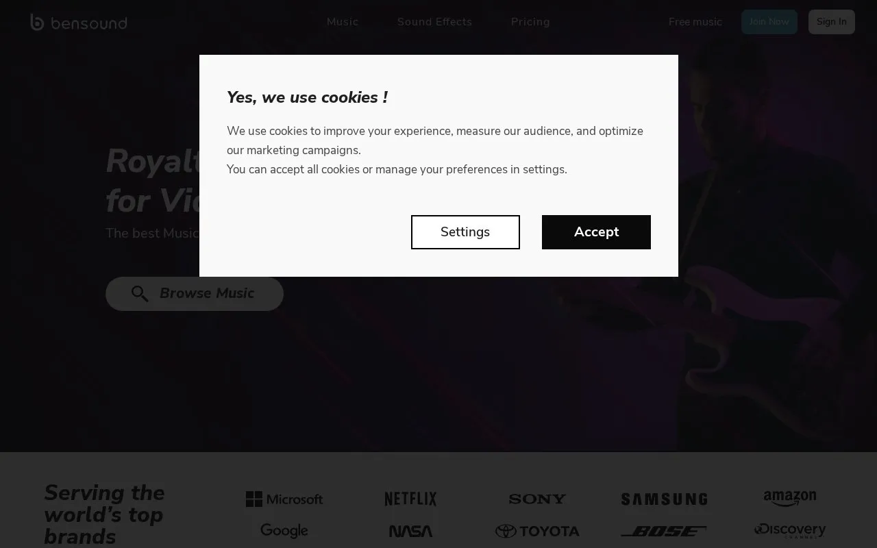Bensound homepage screenshot