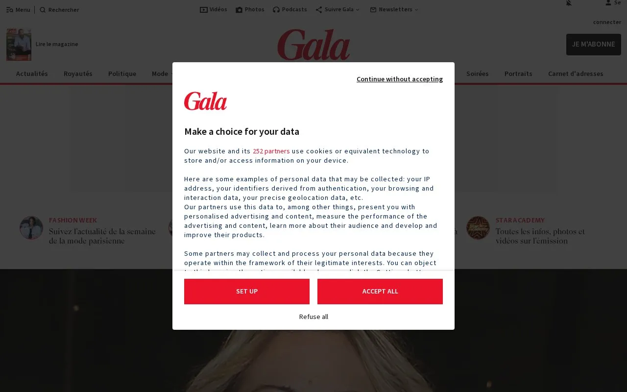 Gala homepage screenshot