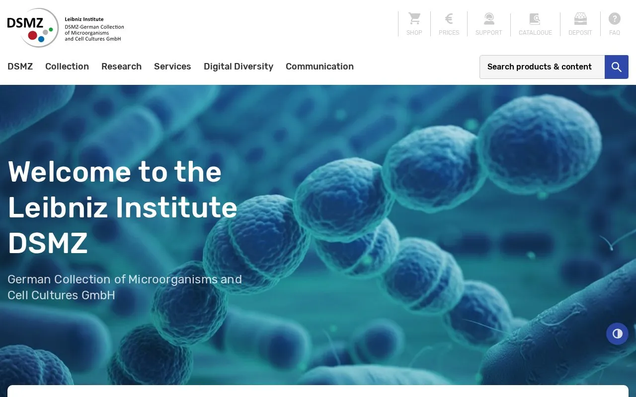 DSMZ homepage screenshot
