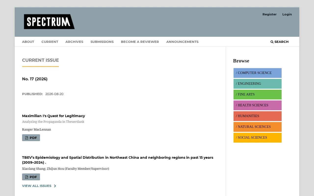 Spectrum homepage screenshot