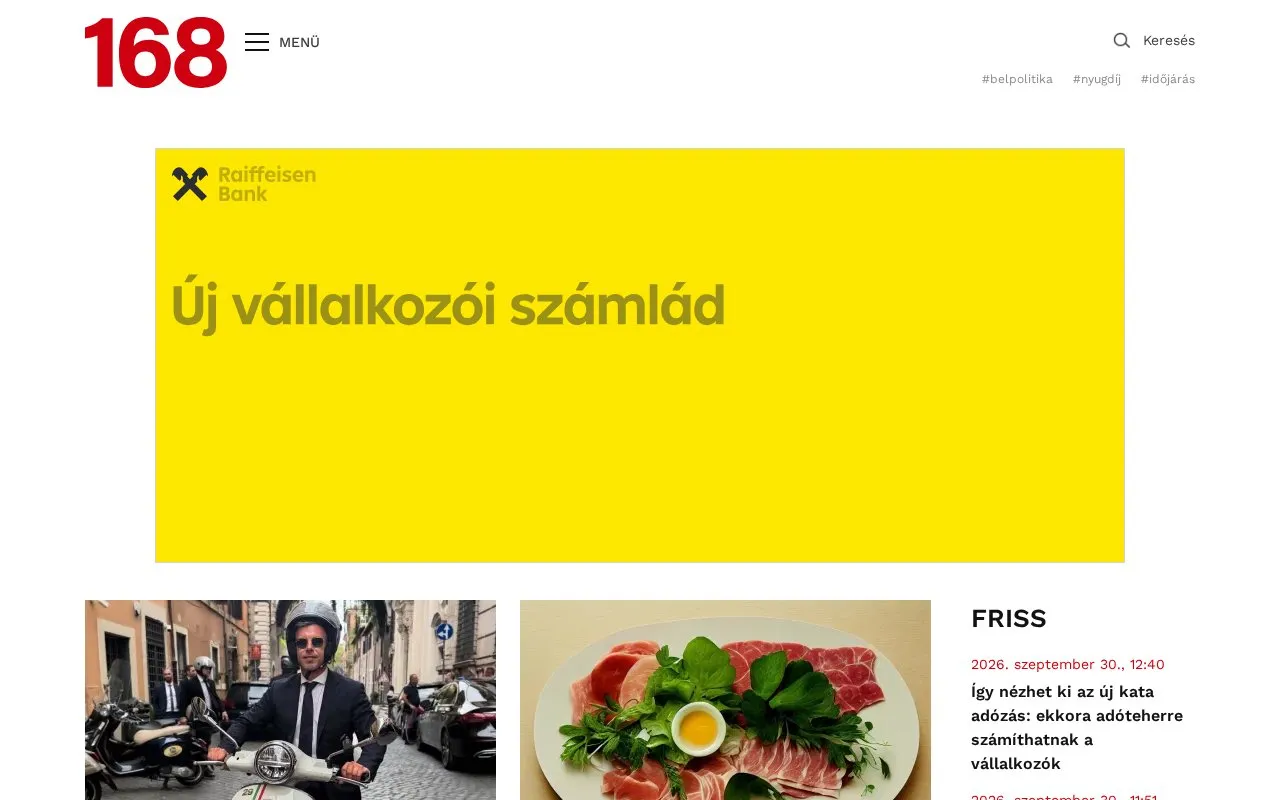 168 Óra homepage screenshot