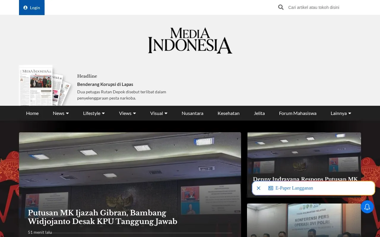 Media Indonesia homepage screenshot