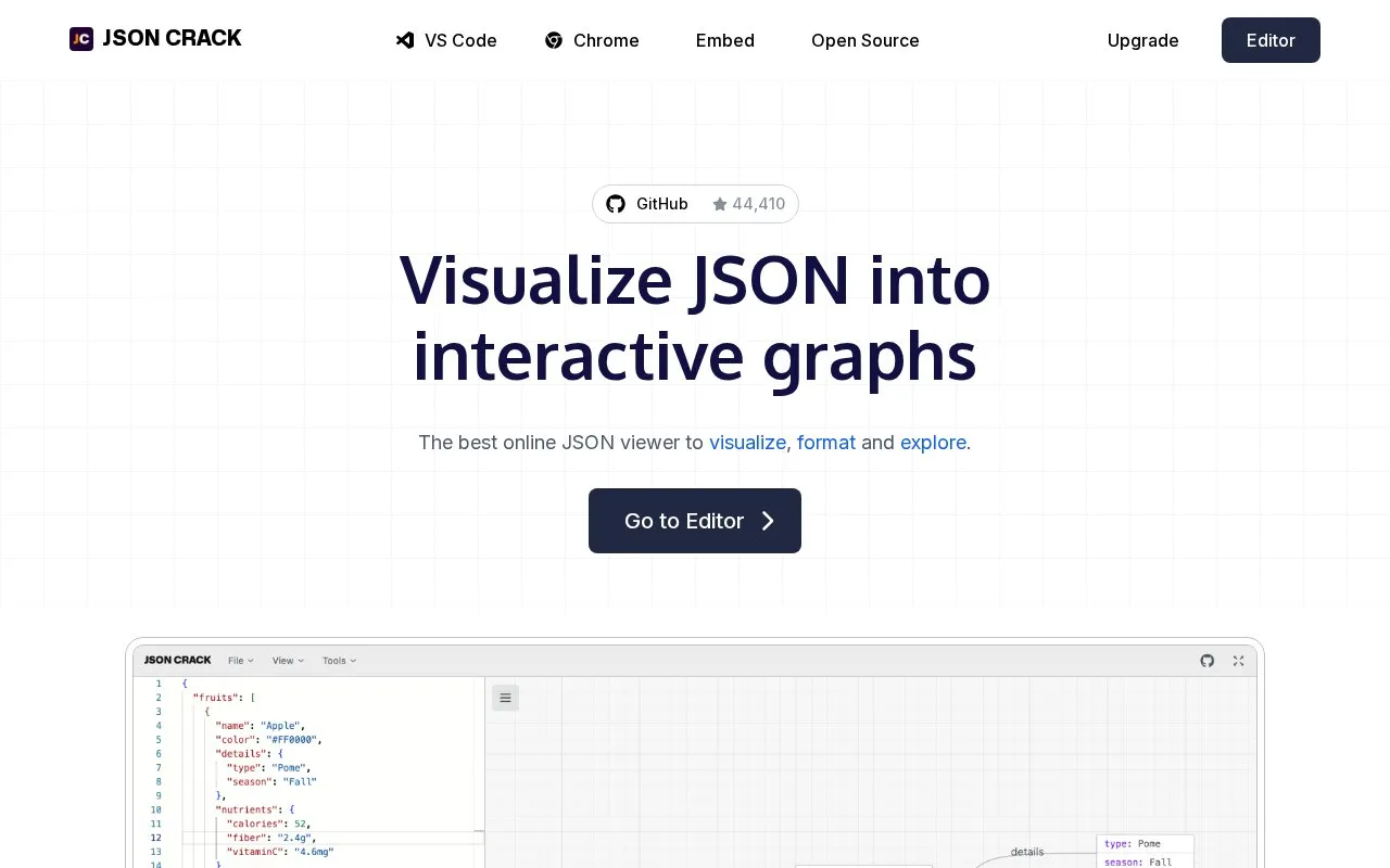 JSON Crack homepage screenshot
