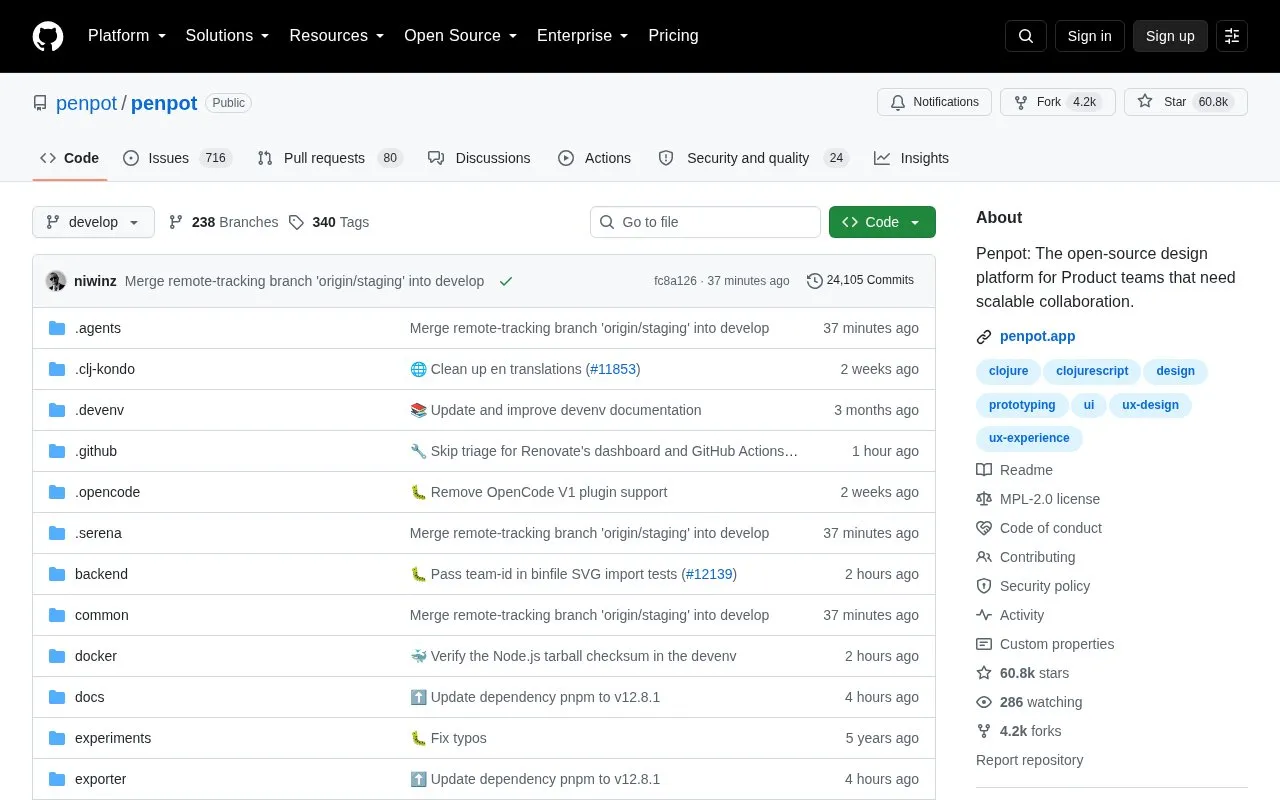 Penpot homepage screenshot