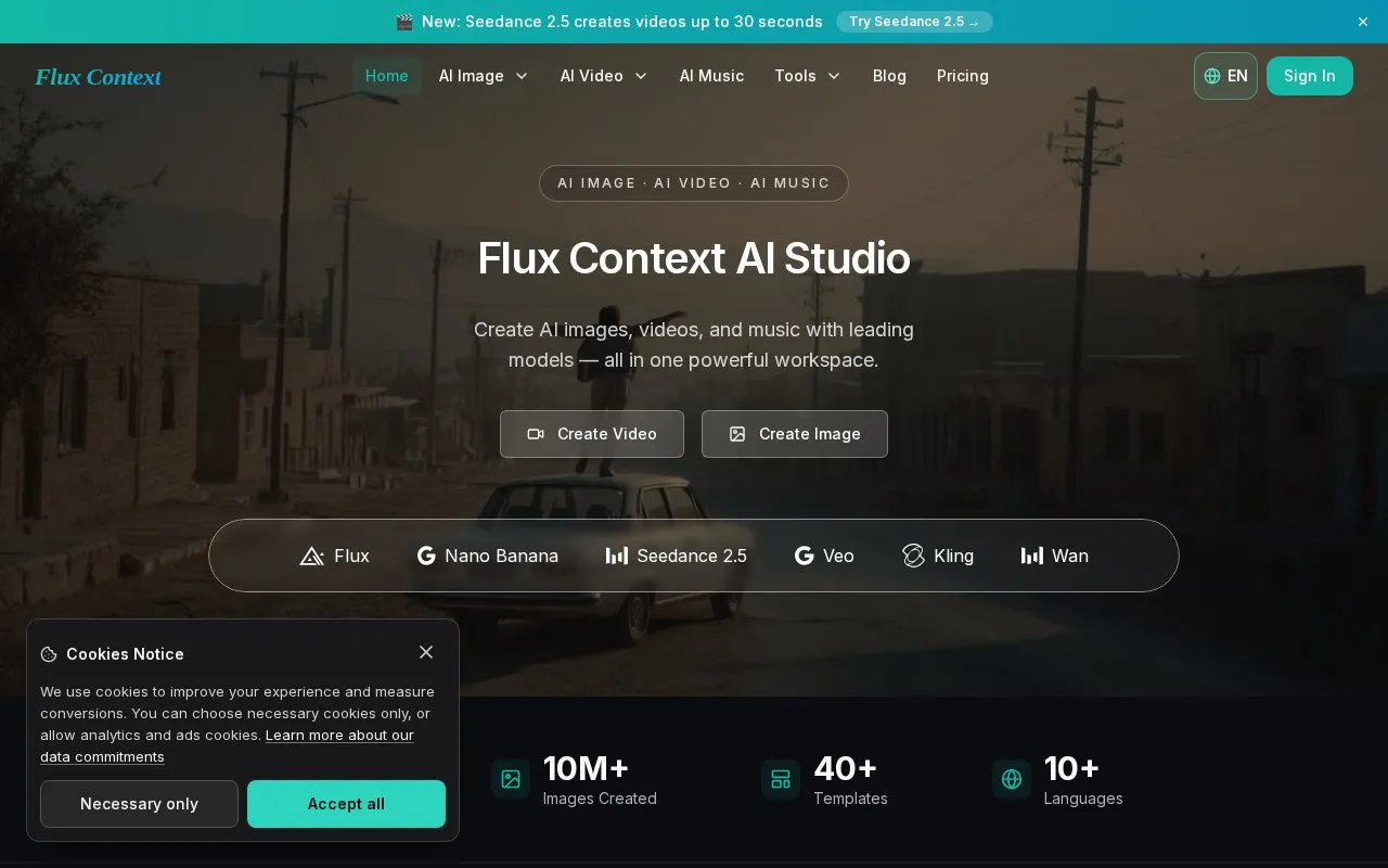 Flux Context homepage screenshot