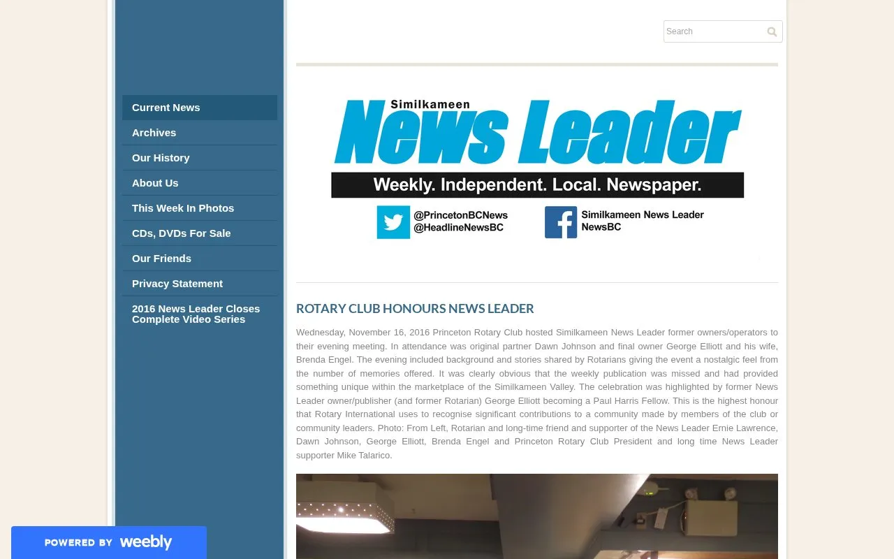 Similkameen News Leader homepage screenshot
