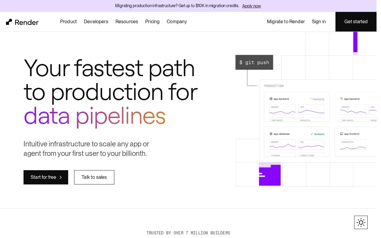Render homepage screenshot