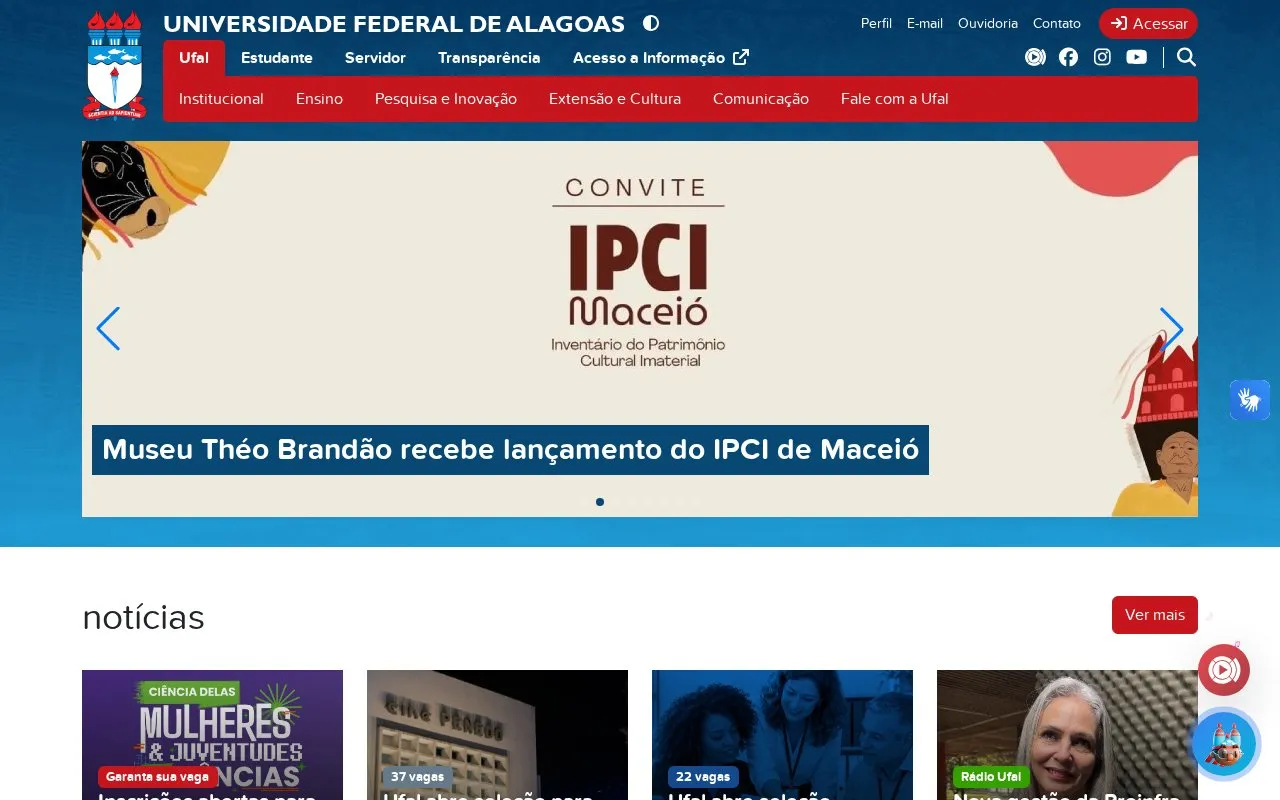 Universidade Federal de Alagoas homepage screenshot