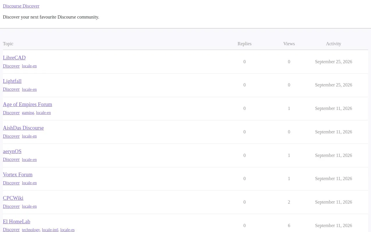 Discourse homepage screenshot
