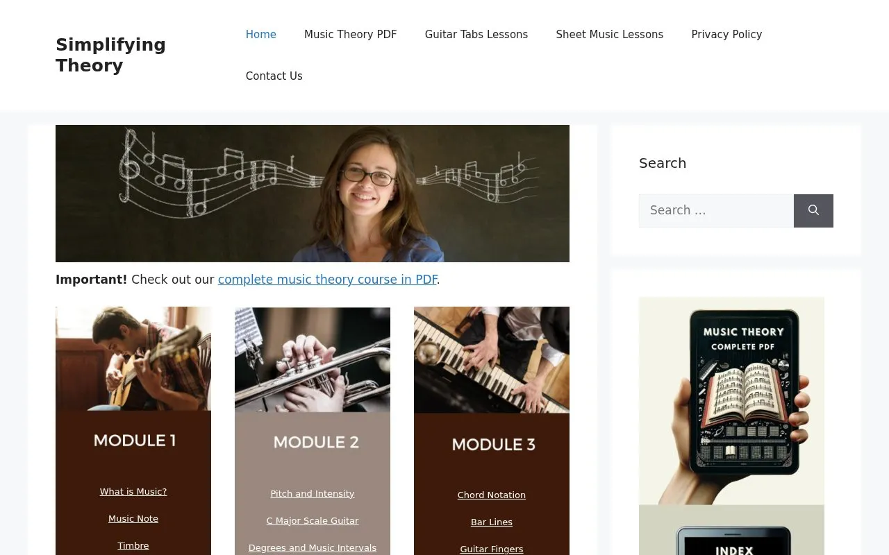 SimplifyingTheory homepage screenshot