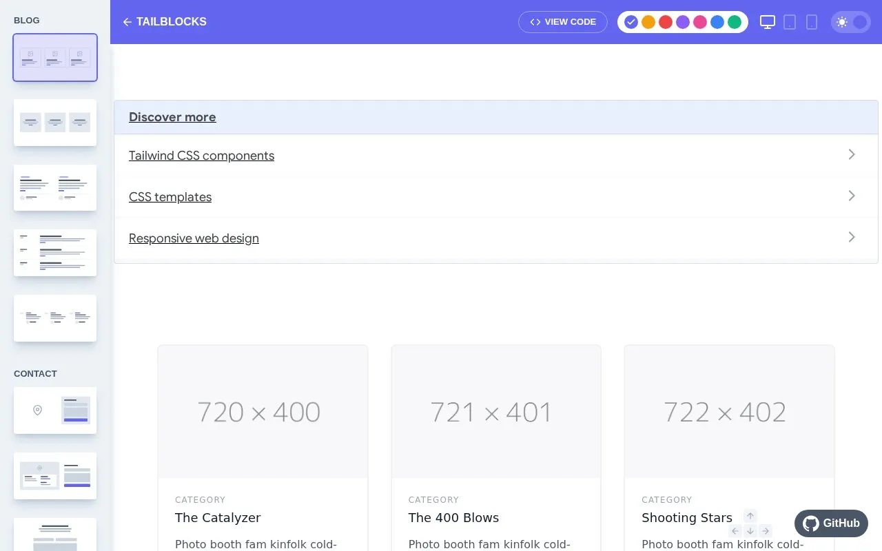 TailBlocks homepage screenshot
