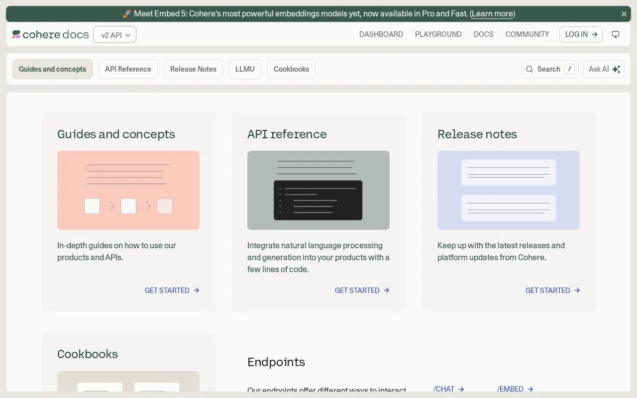 Cohere AI homepage screenshot