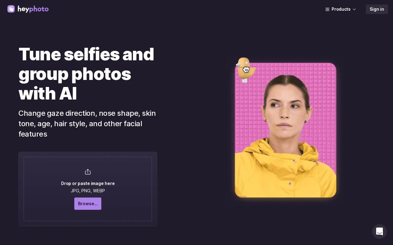 HeyPhoto homepage screenshot
