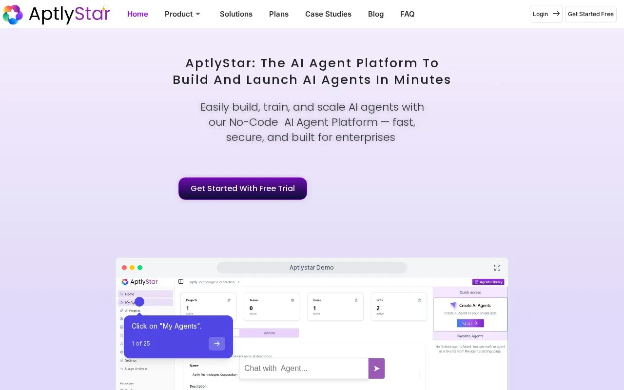 AptlyStar homepage screenshot