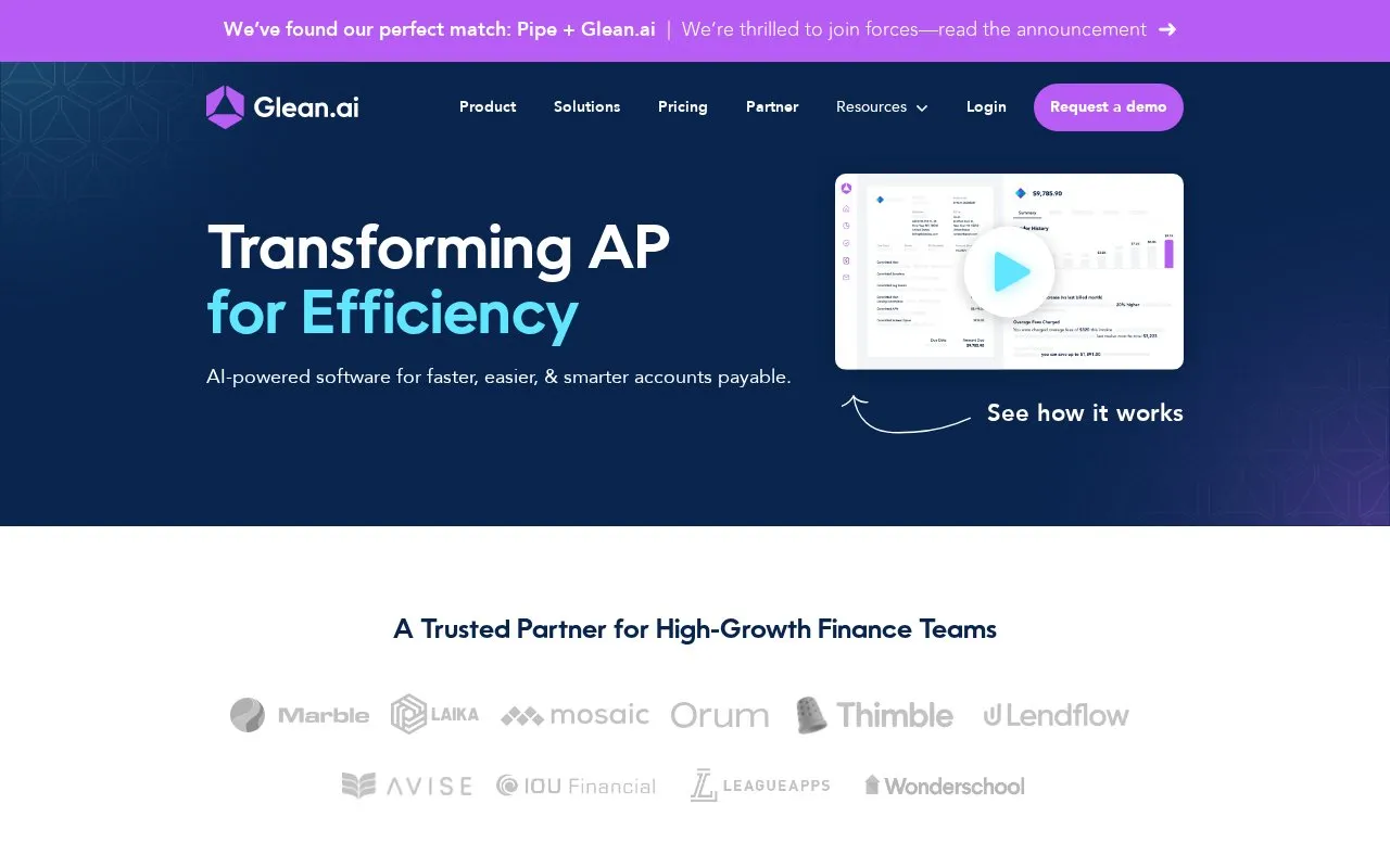 Glean.ai homepage screenshot