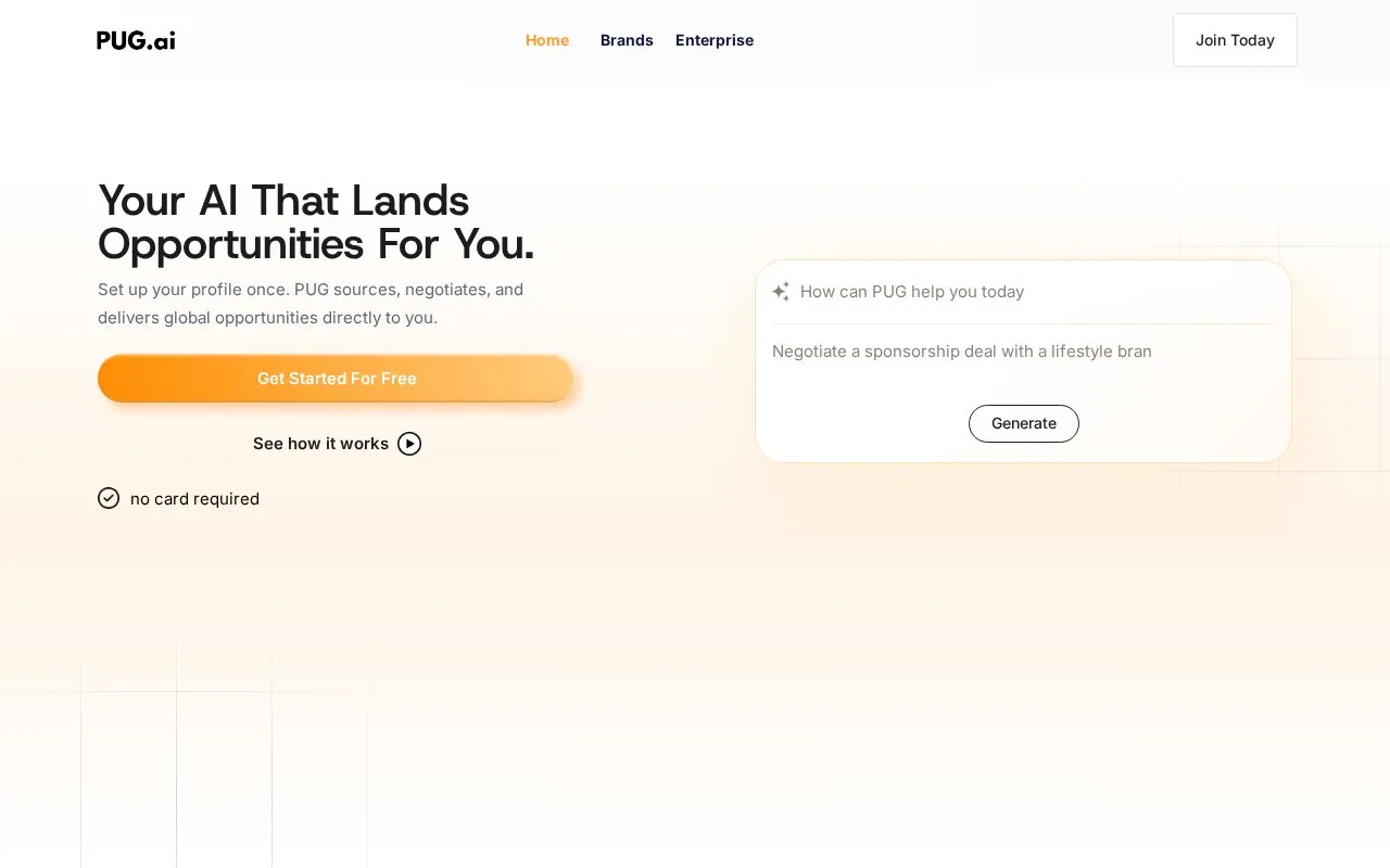 PUG.ai homepage screenshot