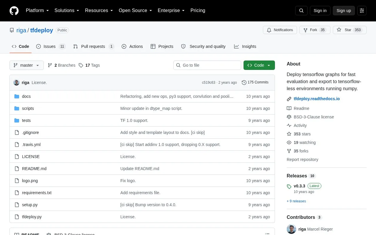 tfdeploy homepage screenshot