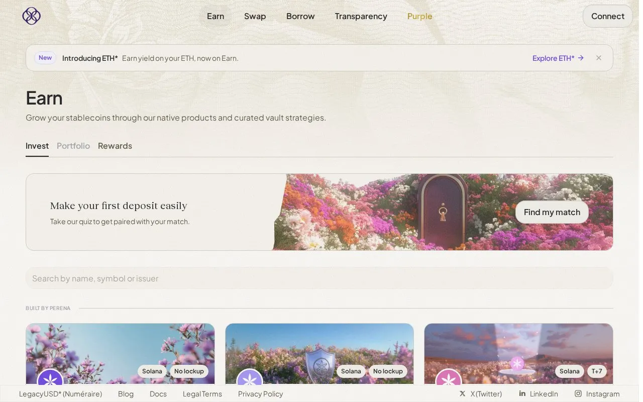 Perena Dex homepage screenshot