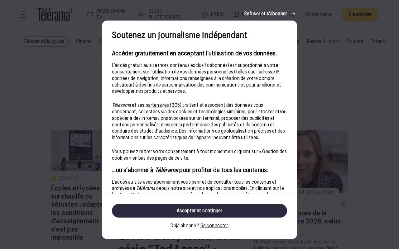 Télérama homepage screenshot
