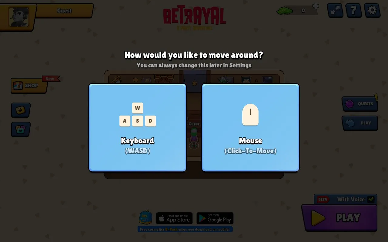 Betrayal homepage screenshot