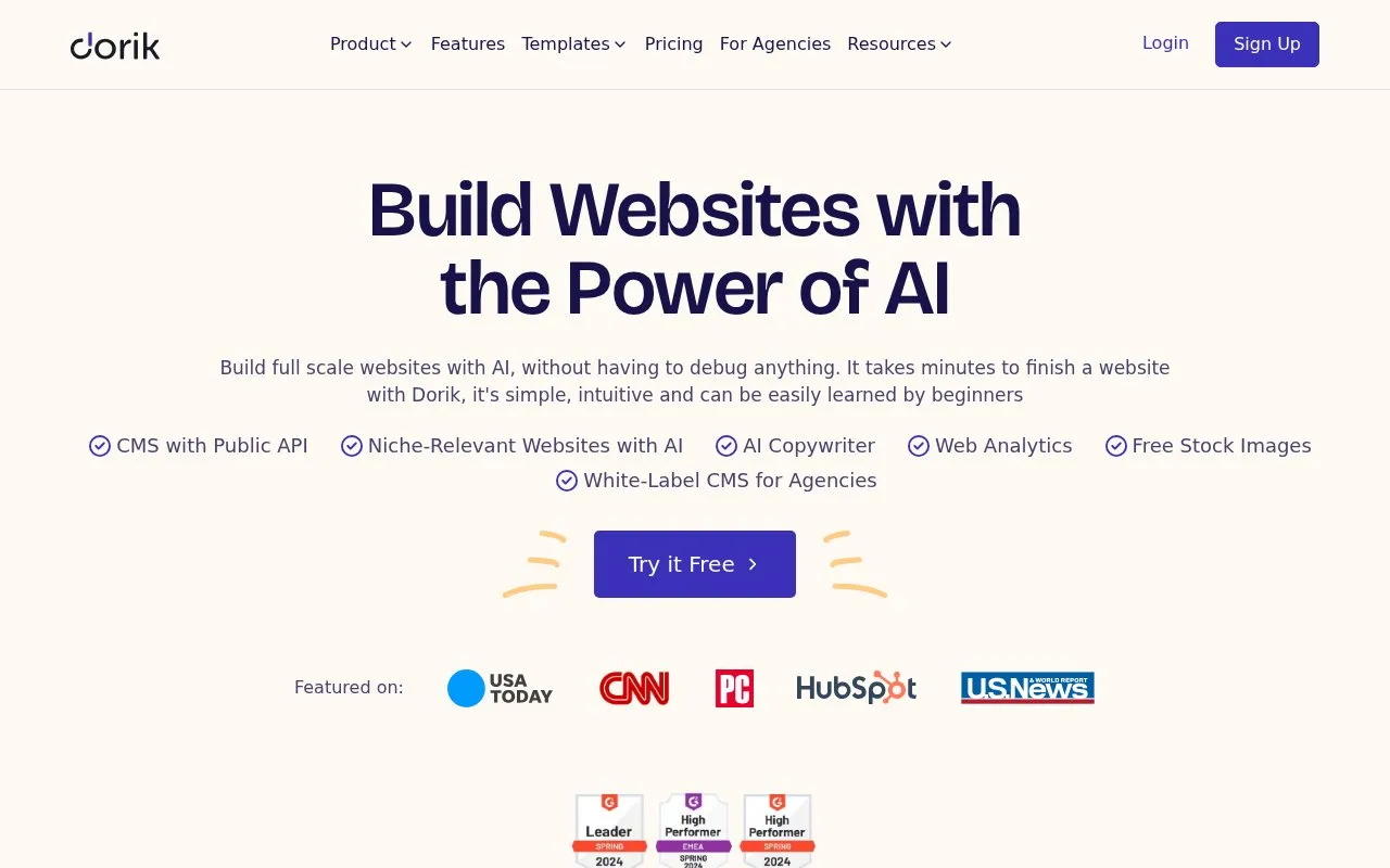 Dorik homepage screenshot