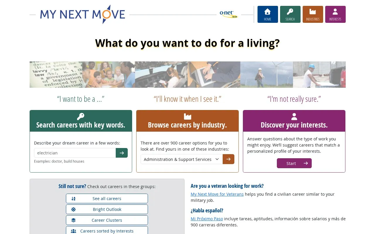 MyNextMove homepage screenshot