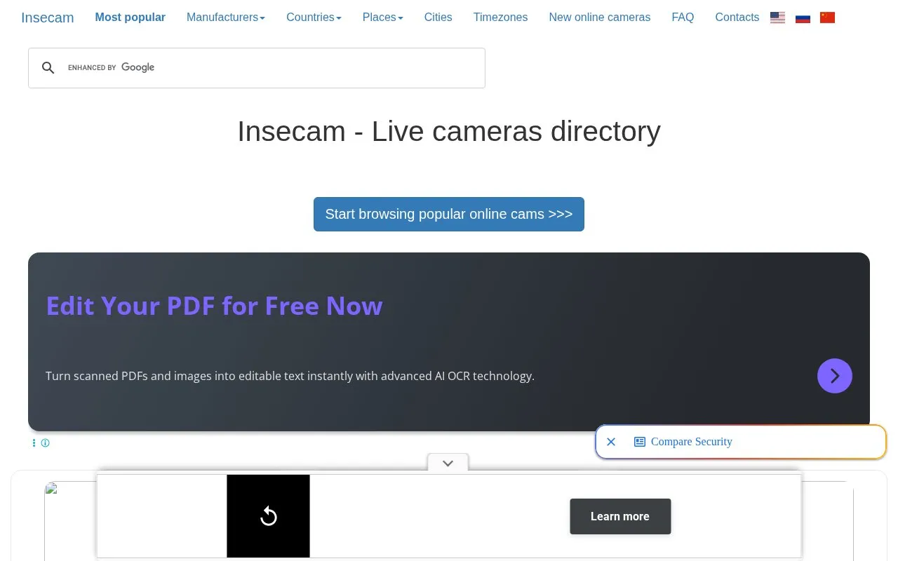 Insecam homepage screenshot